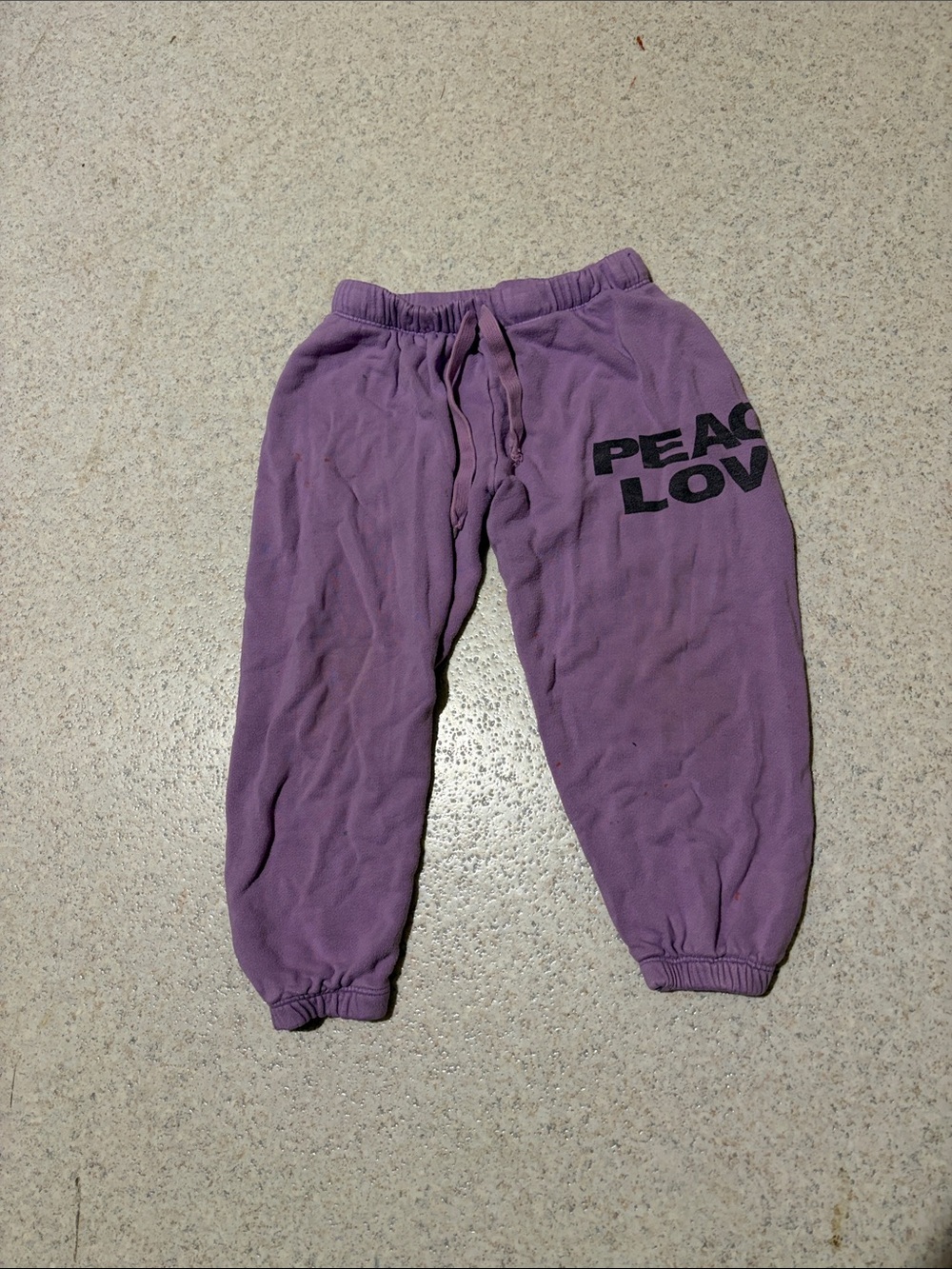 Kids Cozy Purple 'Peace Love' Joggers
